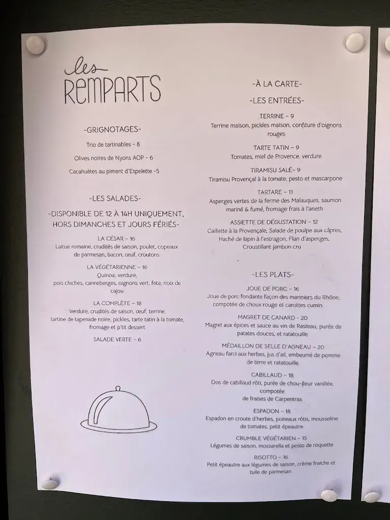 Menu_Hôtel - Restaurant Les Remparts_Venasque_image_1