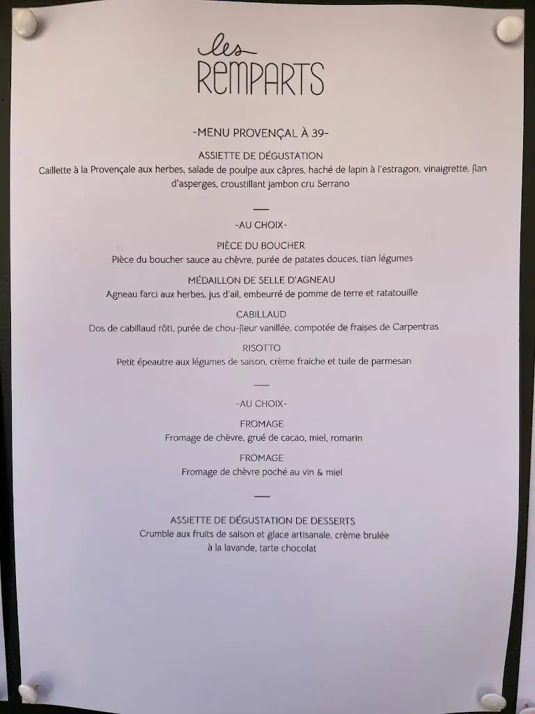 Menu_Hôtel - Restaurant Les Remparts_Venasque_image_3