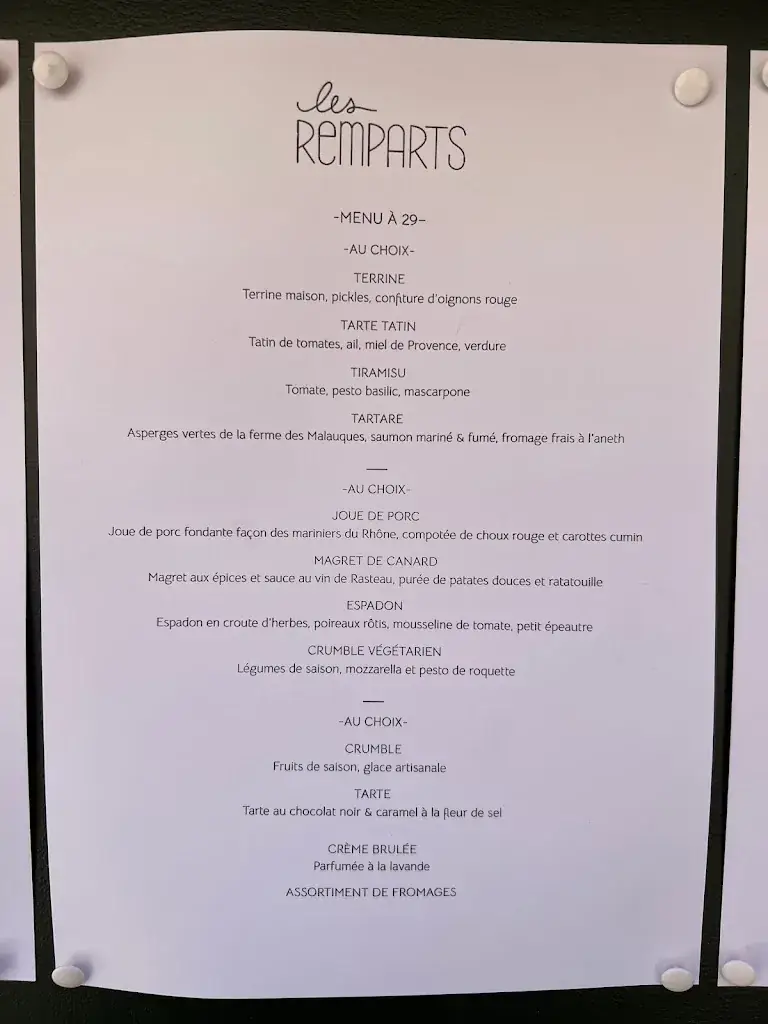 Menu_Hôtel - Restaurant Les Remparts_Venasque_image_4