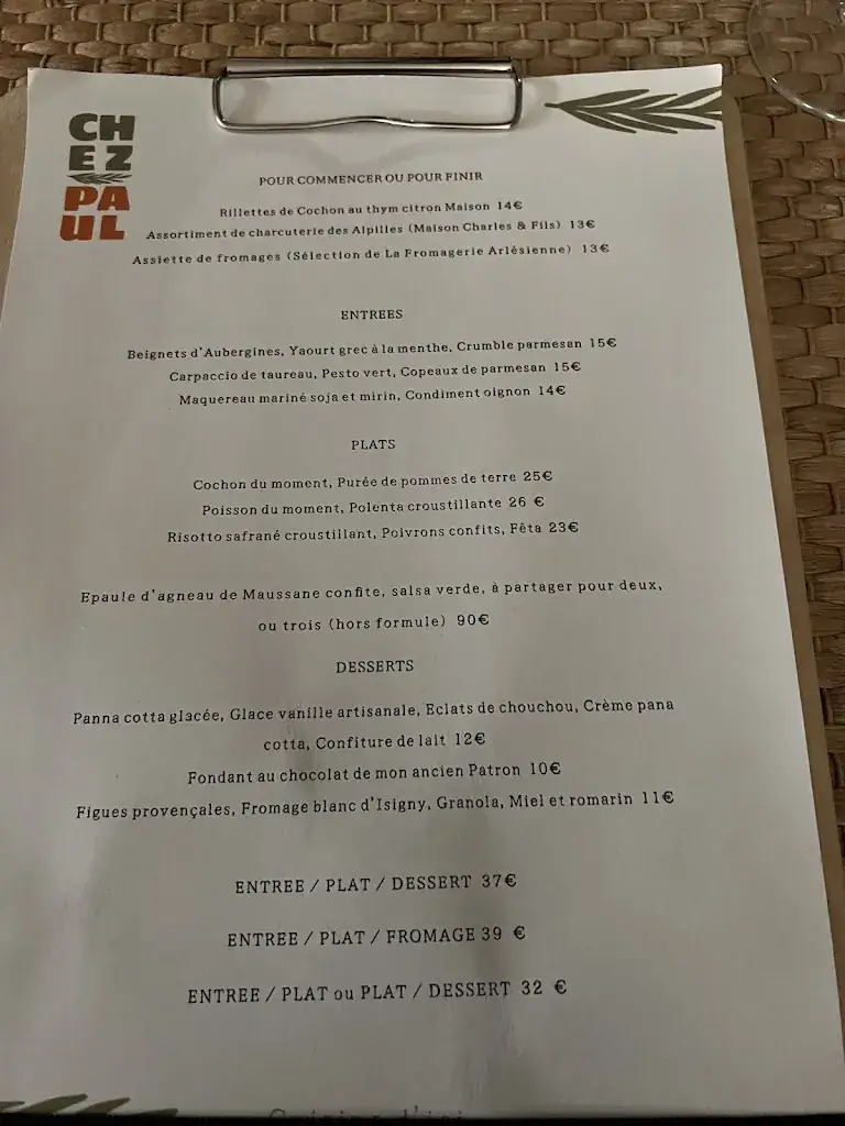 Menu_Restaurant Chez Paul_Saint-Étienne-du-Grès_image_2