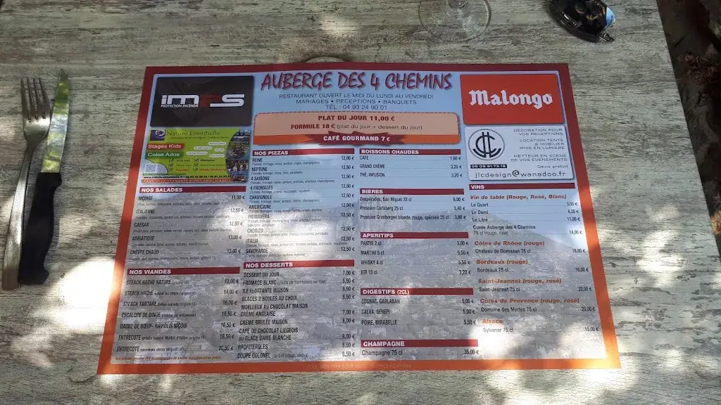 Menu_Auberge des 4 chemins_Saint-Jeannet_image_4