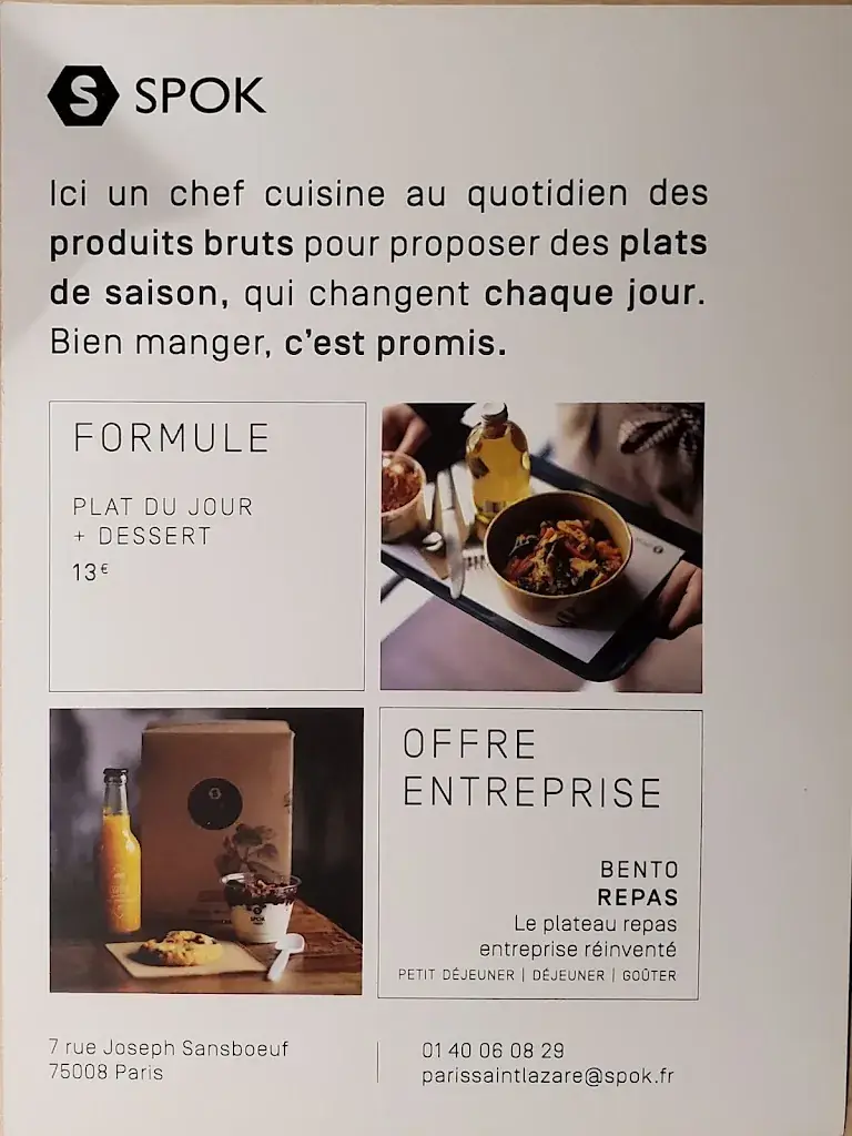 Menu_Spok - Saint-Lazare I Cantine Du Déjeuner_Paris_immagine_2