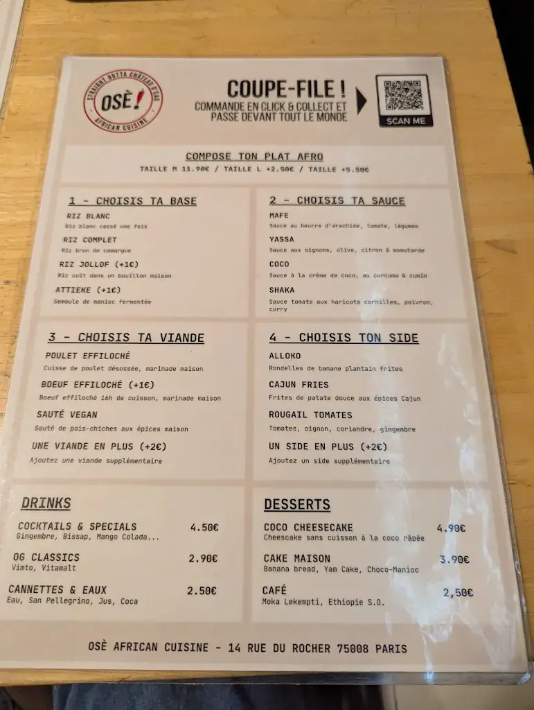 Menu_Osè African Cuisine | Saint Lazare_Paris_image_1