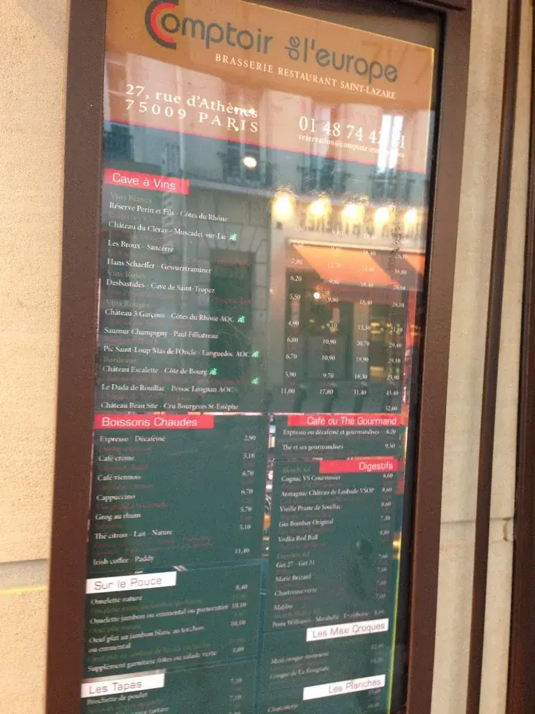 Menu_Le Comptoir de l'Europe_Paris_image_4