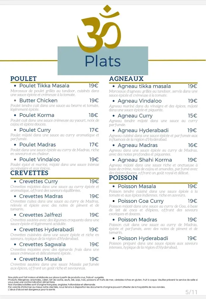 Menu_LE SHIVA_Saint-Louis_immagine_1