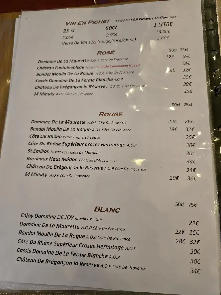 Menu_Bistrot Du Port SAINT MANDRIER_Saint-Mandrier-sur-Mer_immagine_1