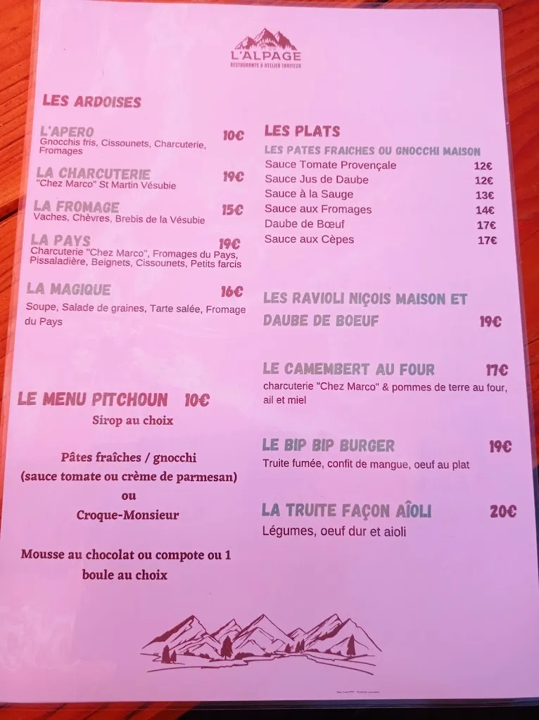 Menu_Restaurant L'alpage_Saint-Martin-Vésubie_image_2
