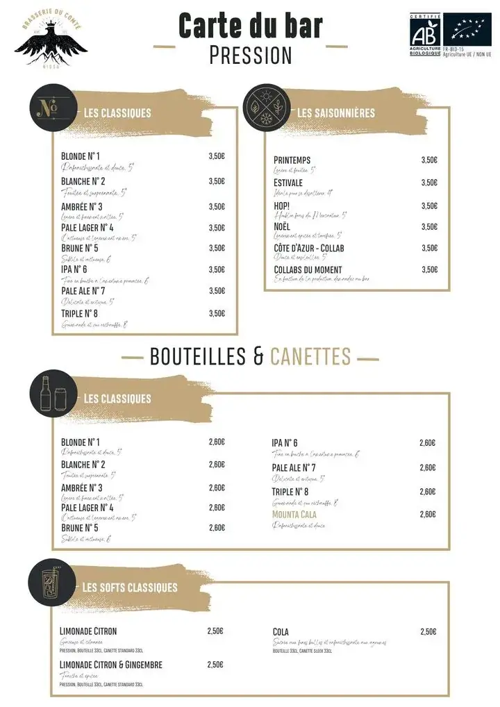 Menu_Brewery Du Comté - Beer Du Comté_Saint-Martin-Vésubie_immagine_1