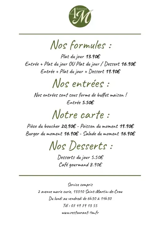 Menu_Restaurant 4M_Saint-Martin-de-Crau_image_3