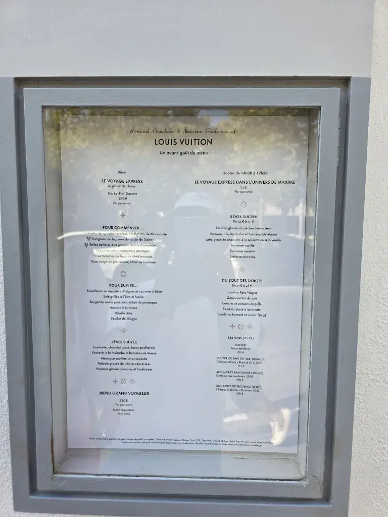 Menu_Restaurant Arnaud Donckele & Maxime Frédéric at Louis Vuitton_Saint-Tropez_immagine_1