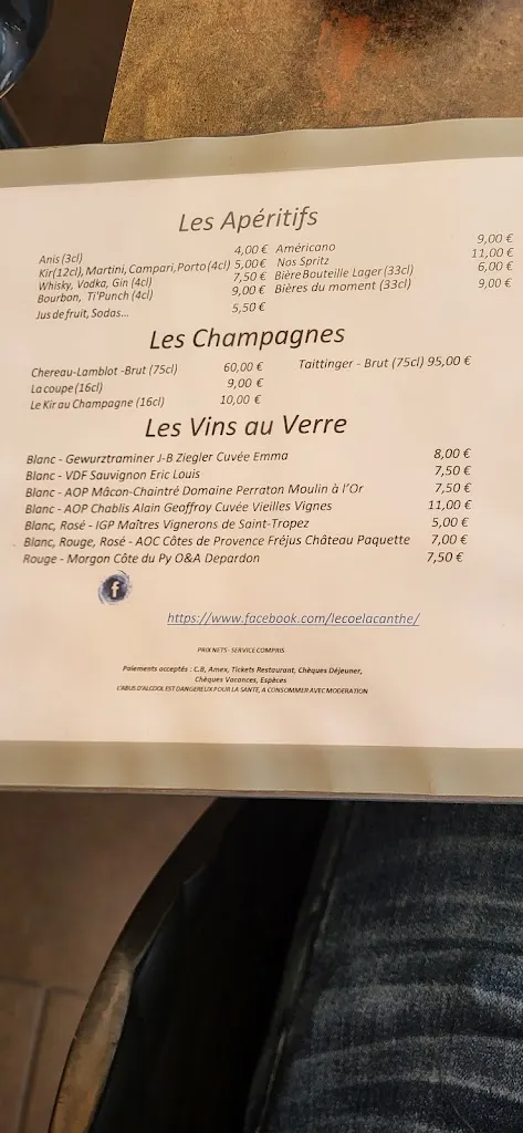 Menu_Le Coelacanthe_Saint-Raphaël_image_1