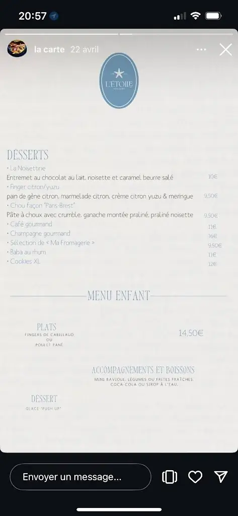 Menu_L'Etoile restaurant_Saint-Raphaël_image_2