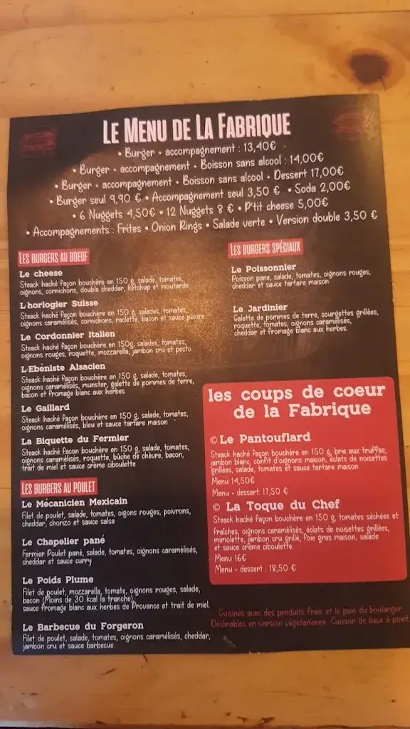 Menu_La Fabrique À Burgers_Sainte-Tulle_image_1