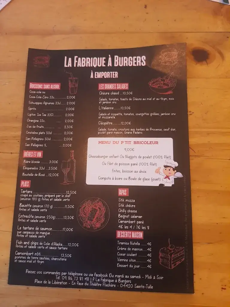 Menu_La Fabrique À Burgers_Sainte-Tulle_image_2