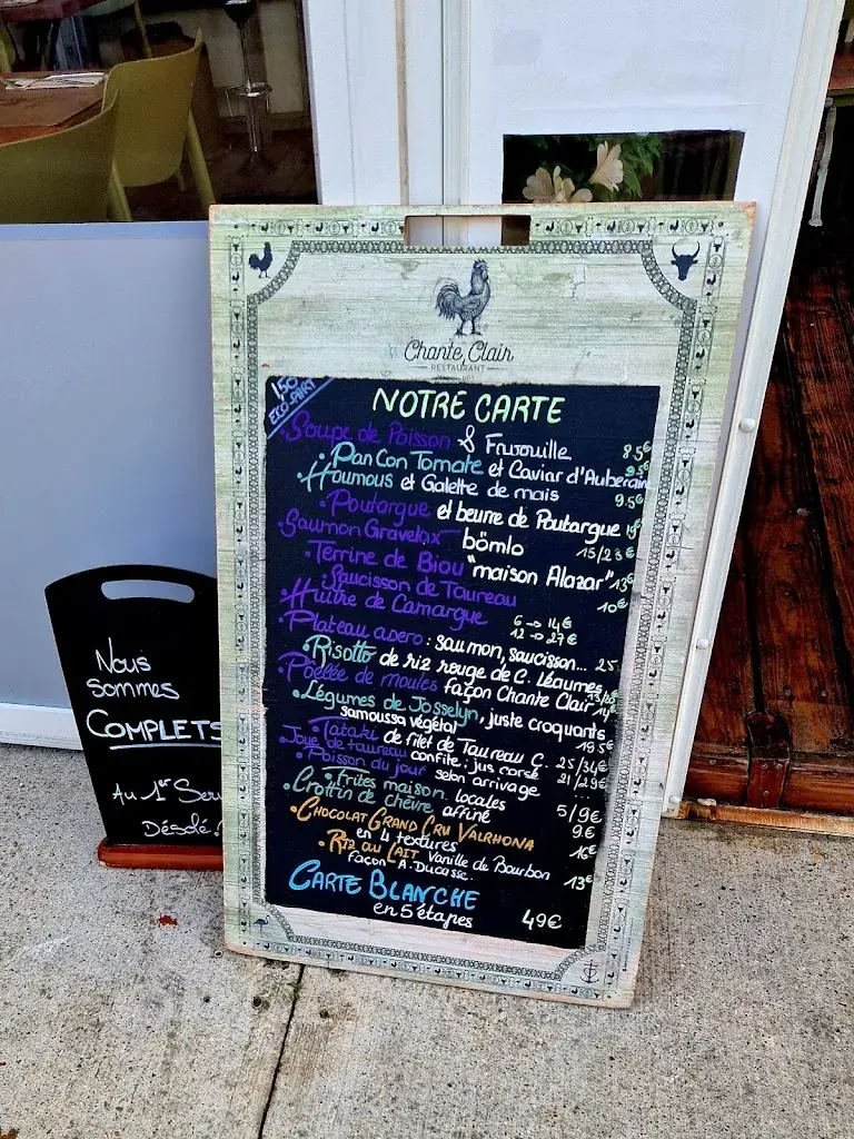 Menu_Restaurant Chante Clair_Saintes-Maries-de-la-Mer_imagen_2