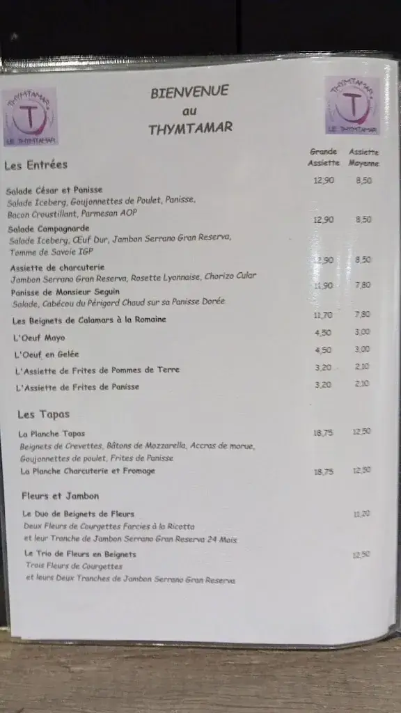 Menu_Restaurant LE THYMTAMAR_Salernes_image_2