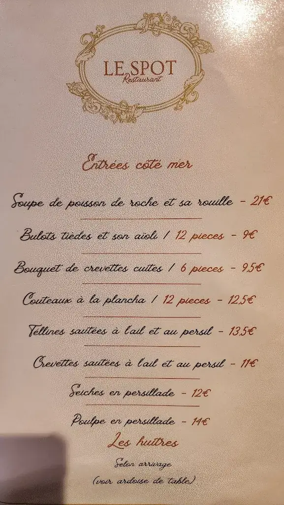 Menü_Restaurant Le Spot Sausset_Sausset-les-Pins_Bild_1