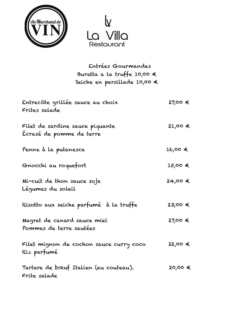 Menu_La Villa - Restaurant Sausset-les-Pins_Sausset-les-Pins_image_3