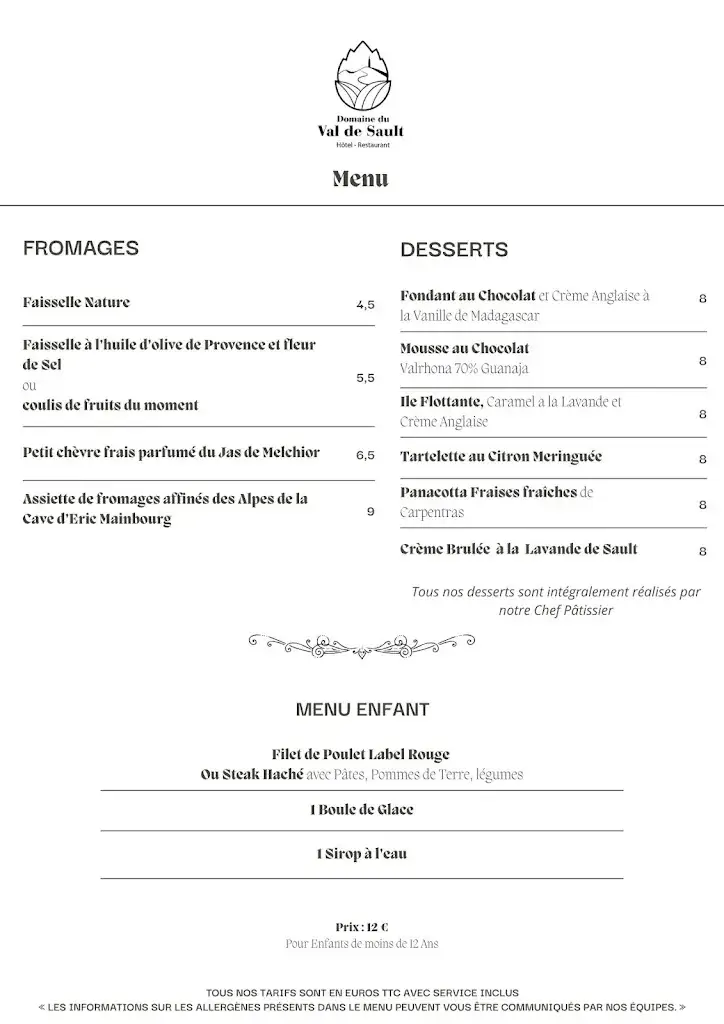 Menu_LA TABLE DU VAL DE SAULT - Restaurant Sault_Sault_image_2