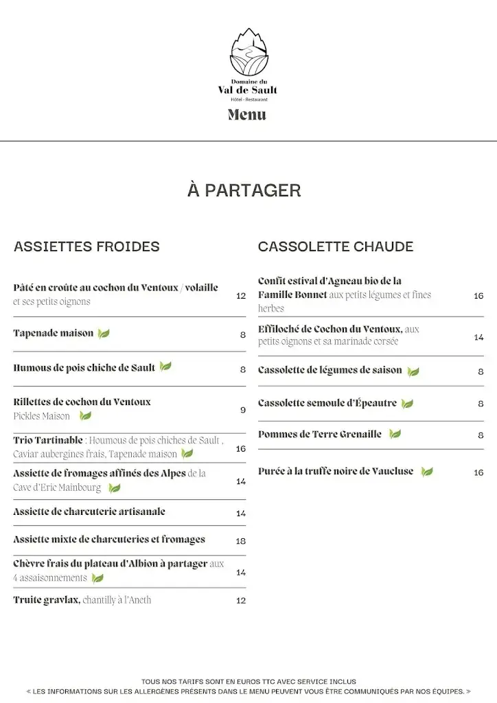 Menu_LA TABLE DU VAL DE SAULT - Restaurant Sault_Sault_image_3