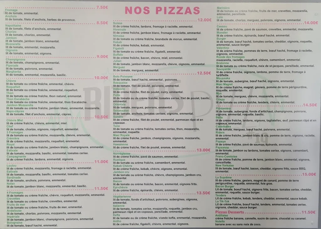 Menu_AU BAR A PIZZ, BY RIDERS PIZZA, THE RIDERS PUB_Sénas_immagine_4