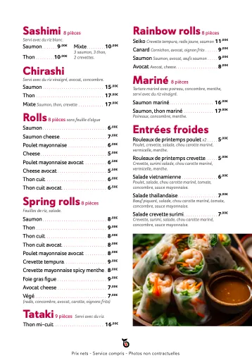 Menu_SEIKO SUSHI_Sénas_image_1