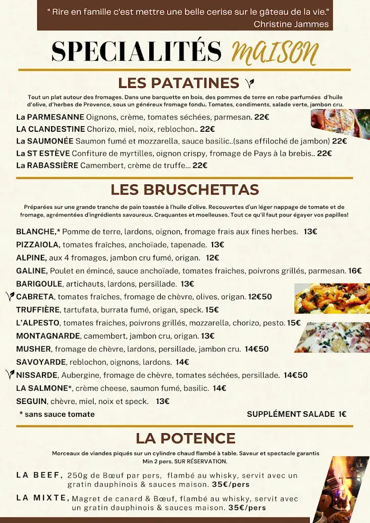 Menu_Restaurant Le Chalet_Seyne_image_1