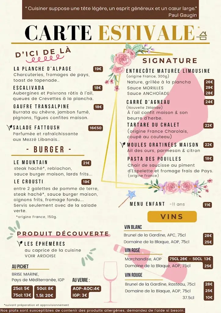 Menu_Restaurant Le Chalet_Seyne_image_2