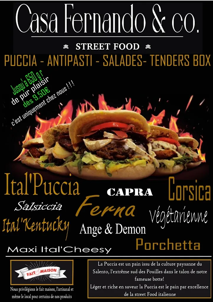 Menu_Burger Casa Fernando & co. La Puccia, le Burger à l'italienne_Simiane-Collongue_image_1