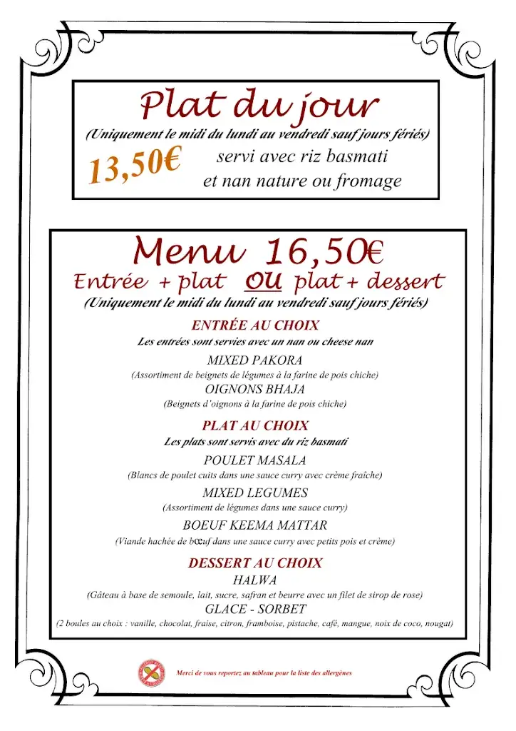 Menu_Le Maharaja_Portes-lès-Valence_image_1