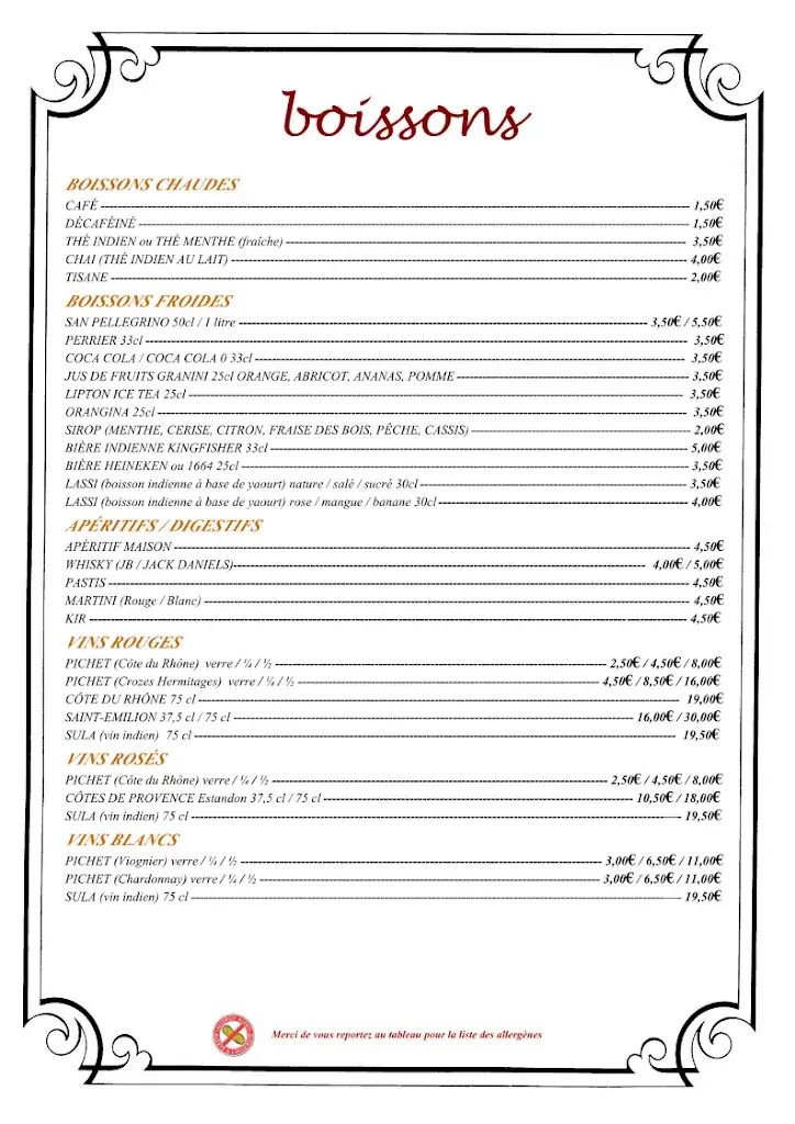 Menu_Le Maharaja_Portes-lès-Valence_image_3