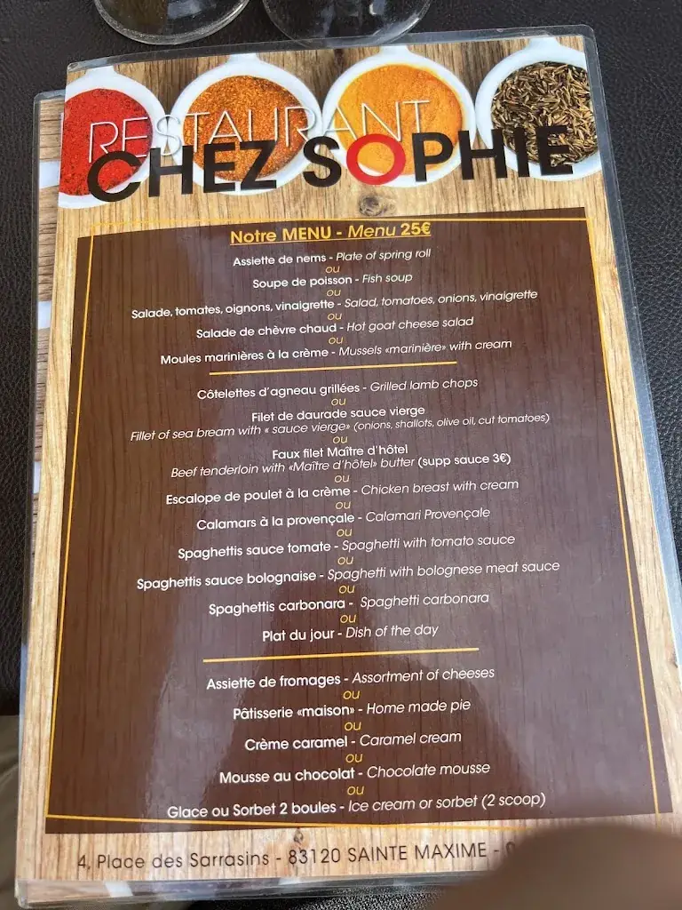 Menu_Chez Sophie_Sainte-Maxime_image_3