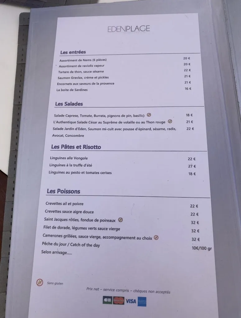 Menu_Eden Plage_Sainte-Maxime_imagen_4