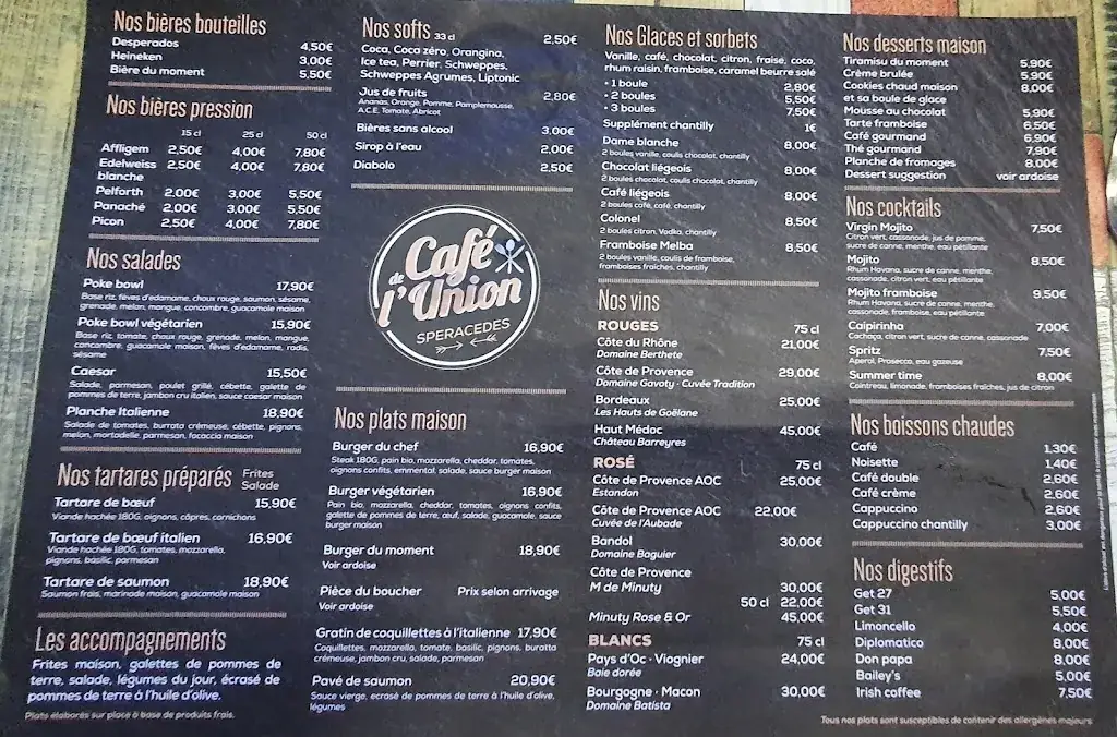 Menu_Café De L'Union_Spéracèdes_image_1