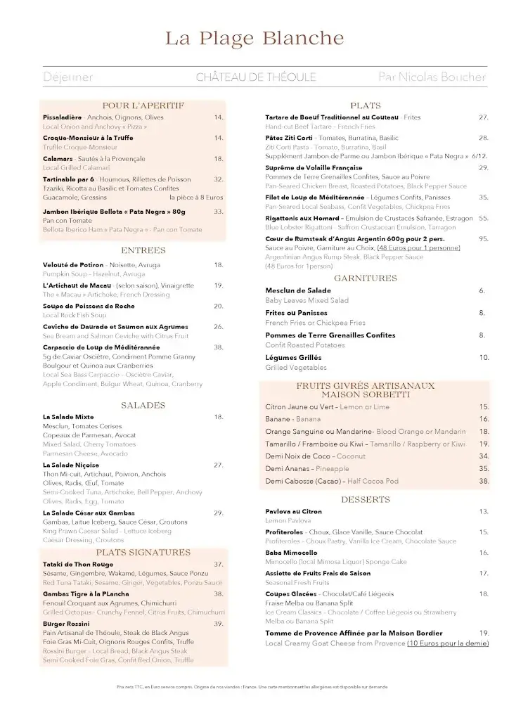 Menu_La Plage Blanche_Théoule-sur-Mer_image_1