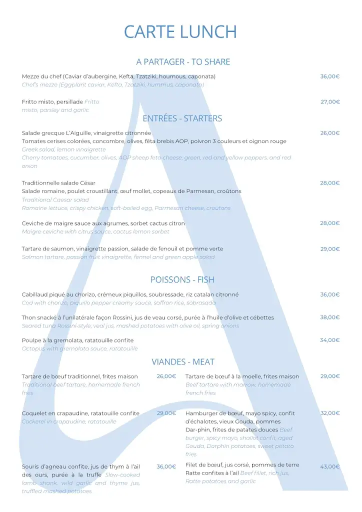 Menu_Restaurant Plage L'Aiguille_Théoule-sur-Mer_image_1