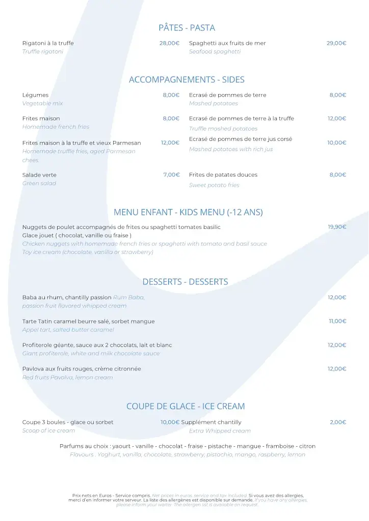 Menu_Restaurant Plage L'Aiguille_Théoule-sur-Mer_image_2