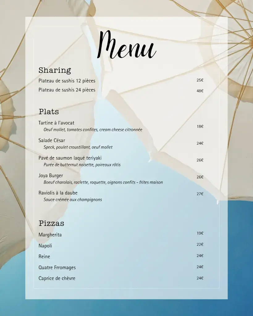 Menu_La Joya Beach_Théoule-sur-Mer_image_1