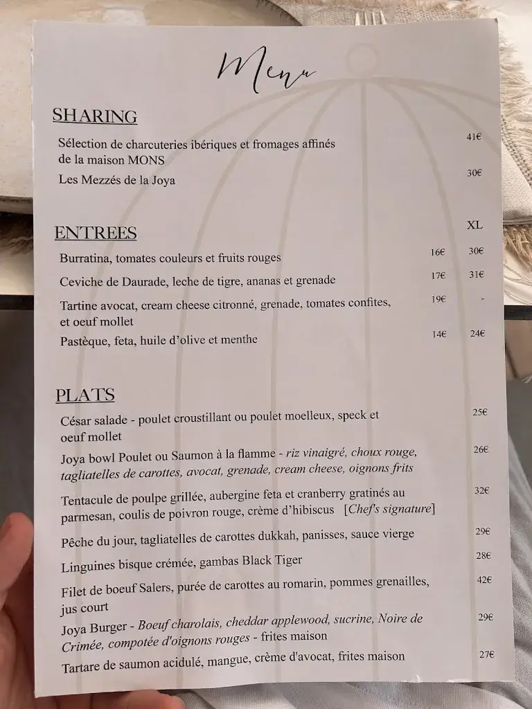 Menu_La Joya Beach_Théoule-sur-Mer_image_2