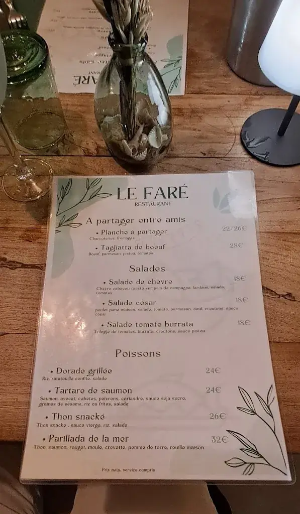 Menu_Le Faré - Restaurant Six-Fours-les-Plages_Six-Fours-les-Plages_immagine_1