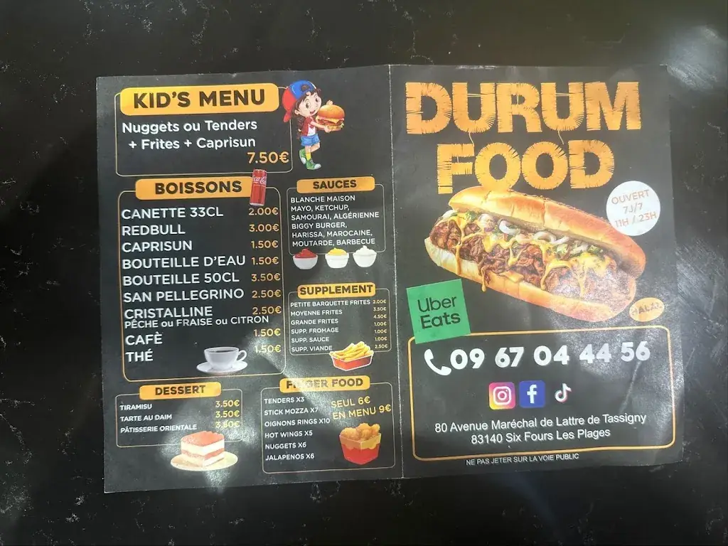 Menu_Snack Durum Food Six fours les plage_Six-Fours-les-Plages_image_2