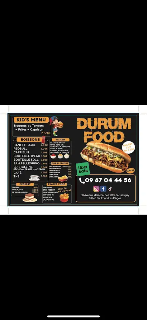 Menu_Snack Durum Food Six fours les plage_Six-Fours-les-Plages_image_4