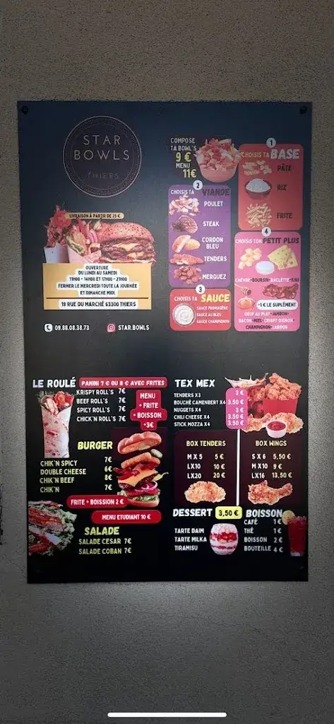 Menu_Star Bowls Thiers_Thiers_immagine_1