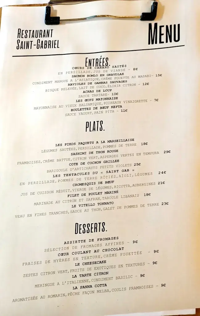 Menu_Restaurant Le Saint Gabriel_Toulon_image_3