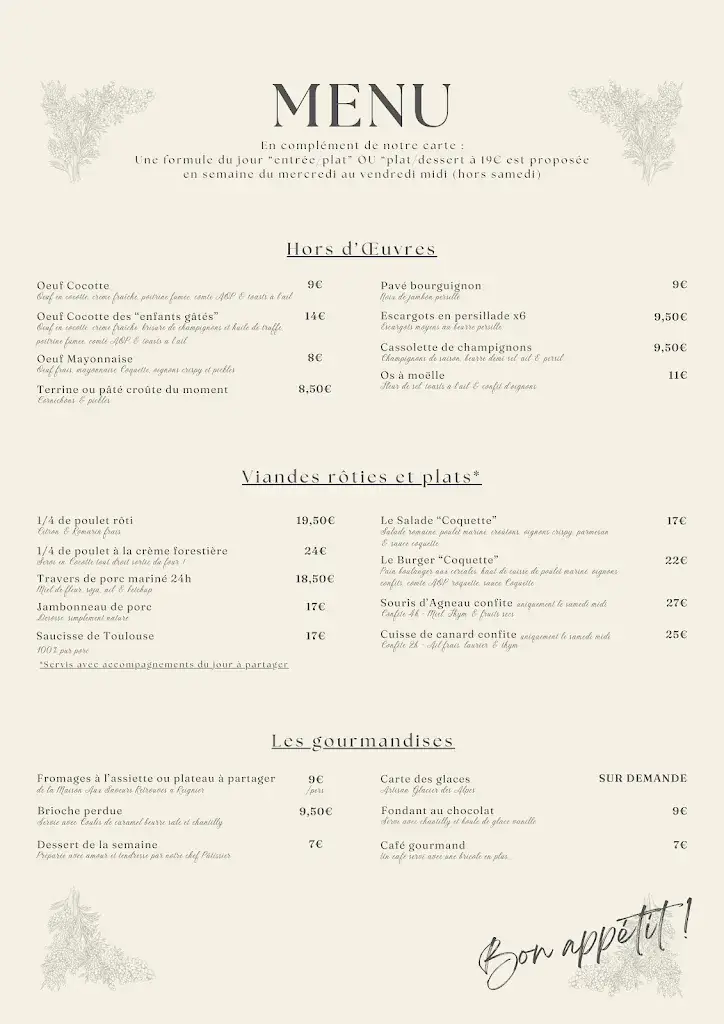 Menu_Coquette - Rôtisserie, traiteur & restaurant_Reignier-Ésery_image_2