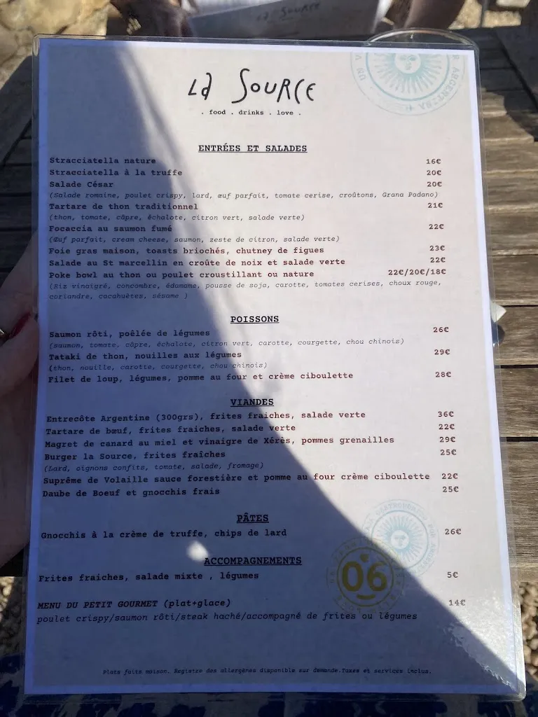 Menu_Restaurant La Source_Valbonne_immagine_1
