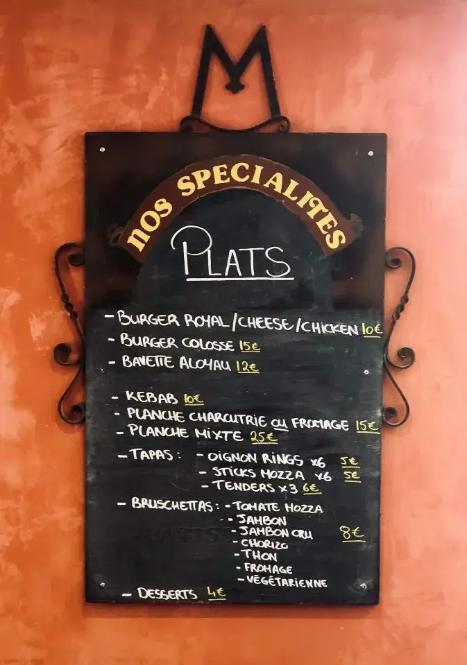 Menu_The Queen's Legs Pub_Valbonne_imagen_1