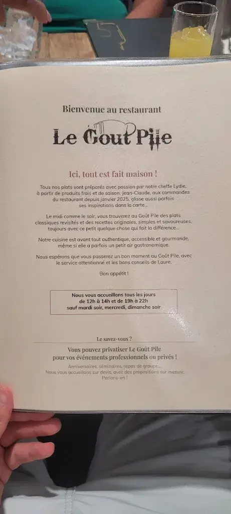 Menu_Le Goût Pile - Restaurant bistronomique_Vedène_image_4