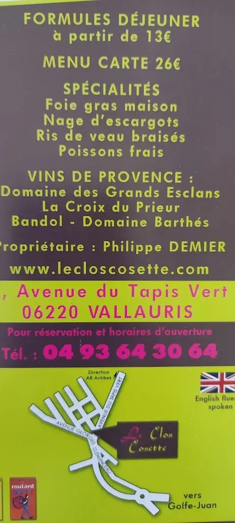 Menu_Le Clos Cosette - Restaurant Vallauris_Vallauris_image_3