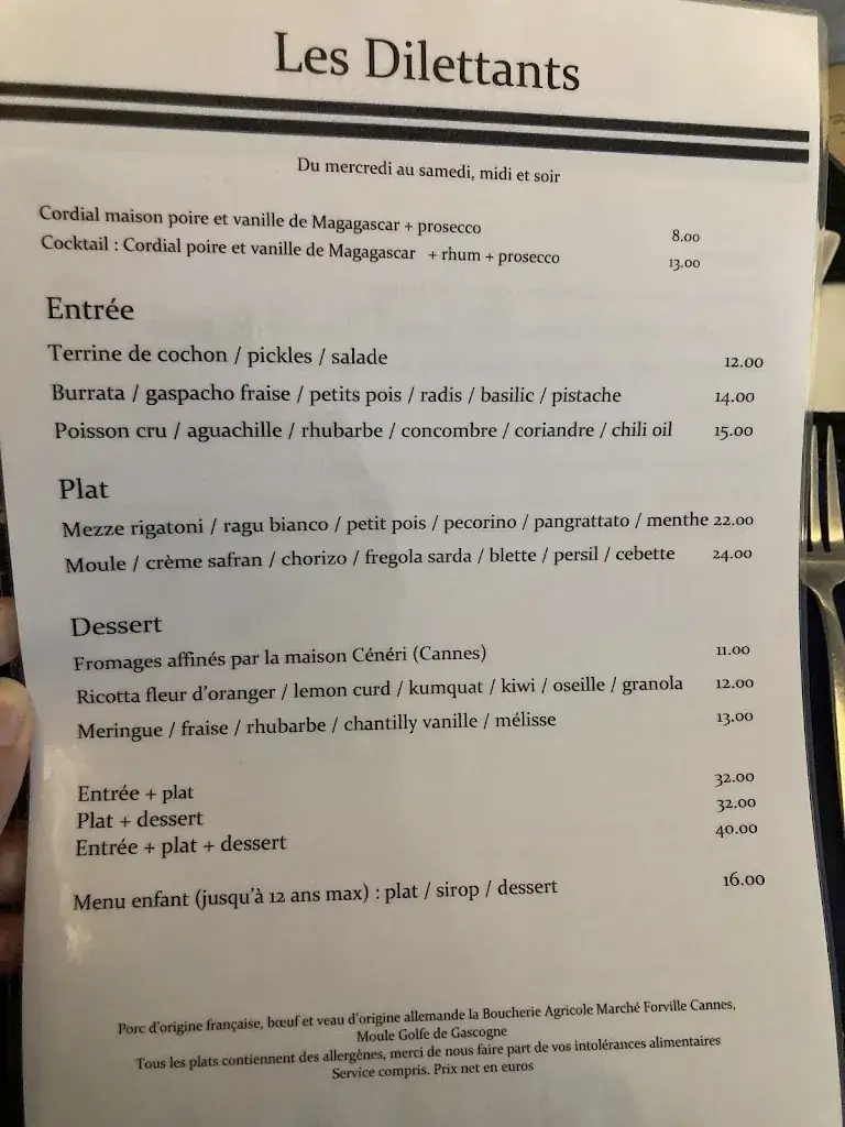 Menu_Les Dilettants_Vallauris_image_1